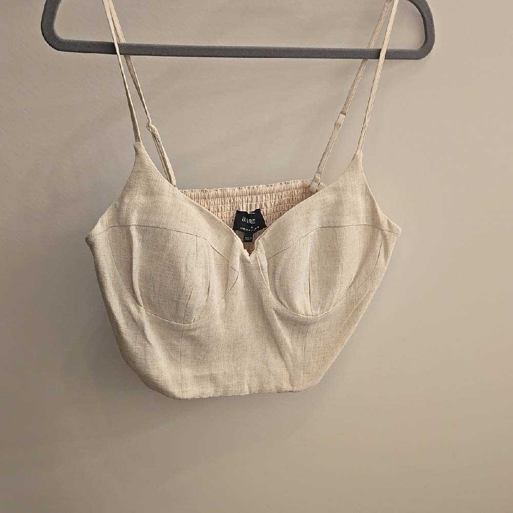 Cream Bardot Crop Top